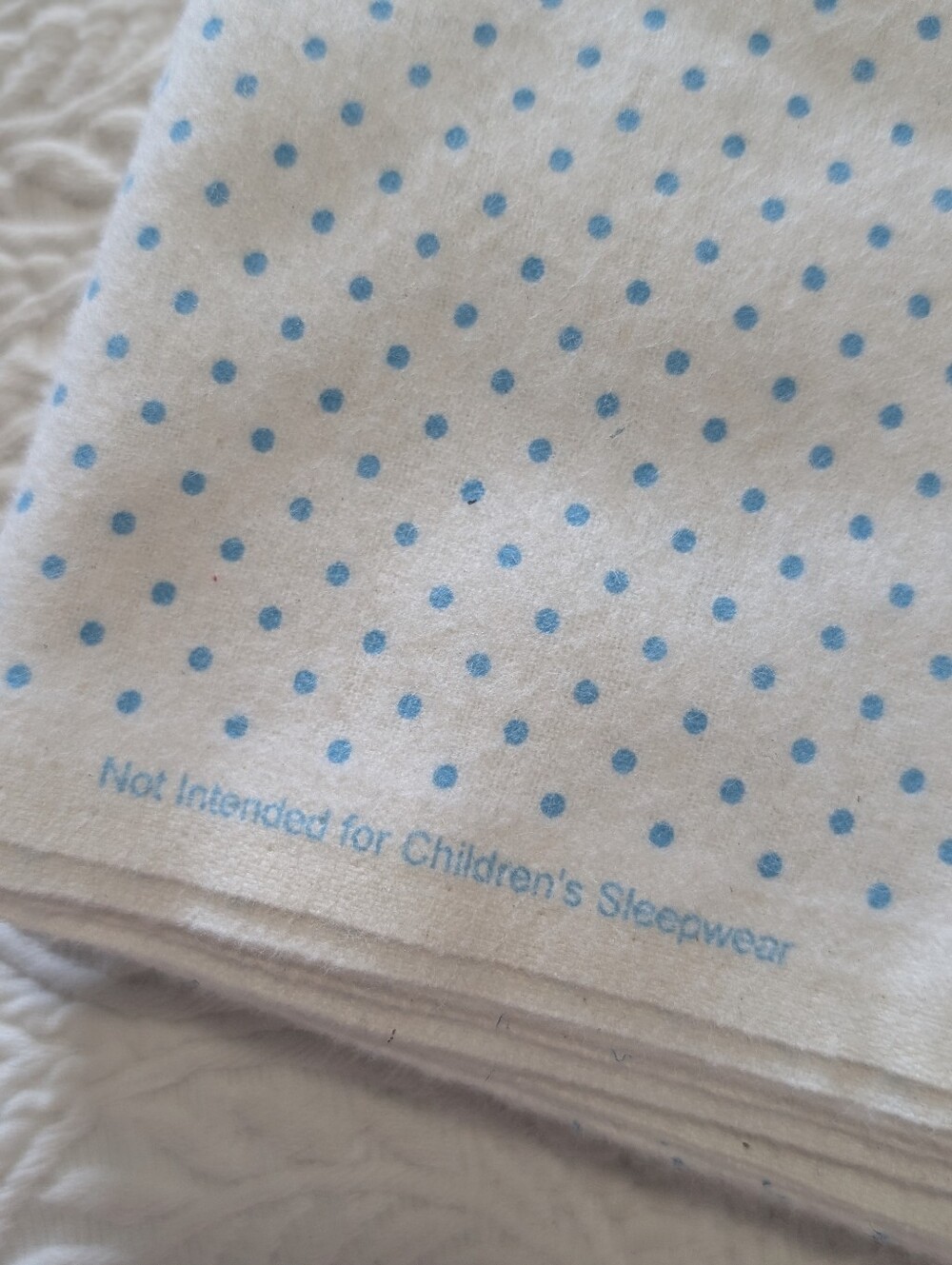 White & Baby Blue Polka Dots Flannel Fabric Material 57" L x 44" W Sewing Baby